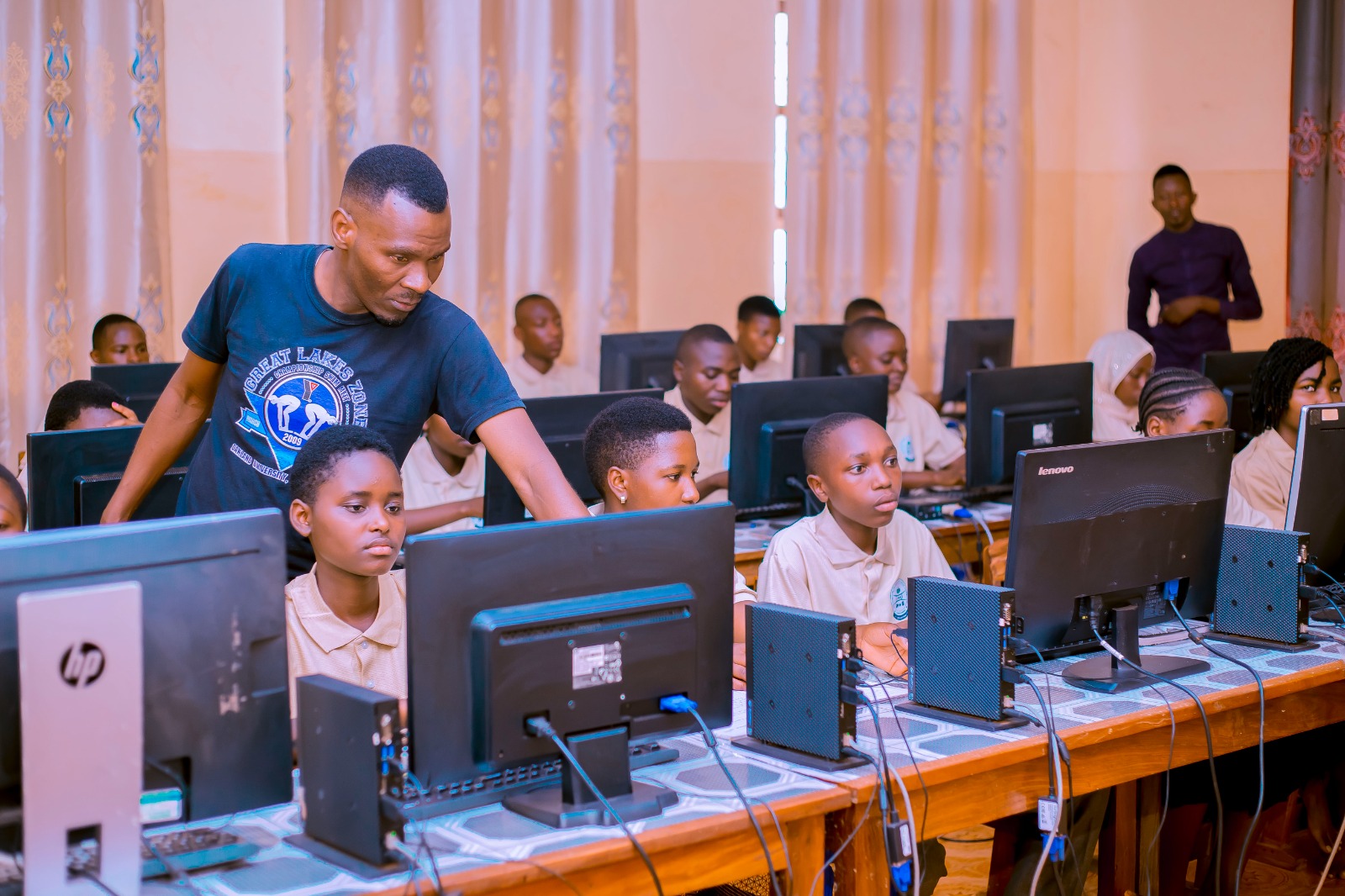 Students learning on campus